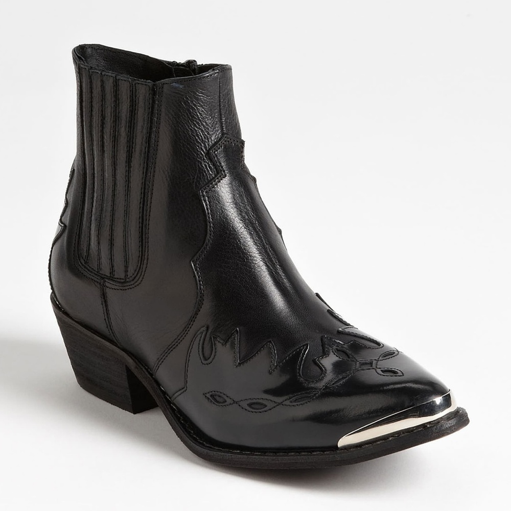 Topshop Black Arson Western Ankle Boots Sz 40